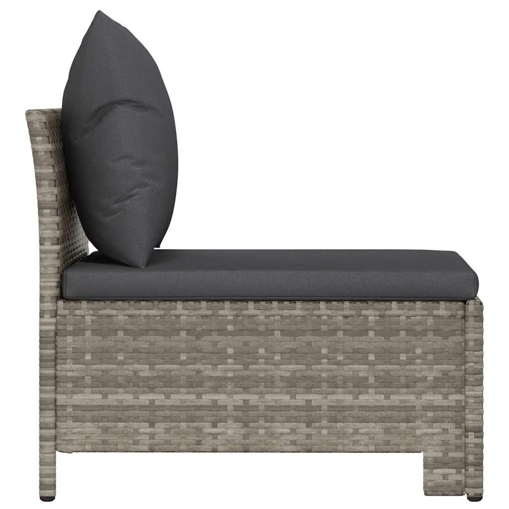 vidaXL Tuinmiddenbank Grijs Rattan m. Kussens -35%