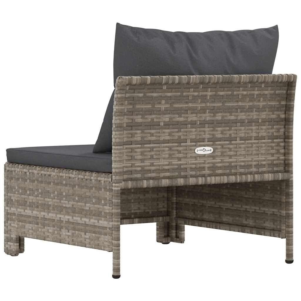 vidaXL Tuinmiddenbank Grijs Rattan m. Kussens -35%