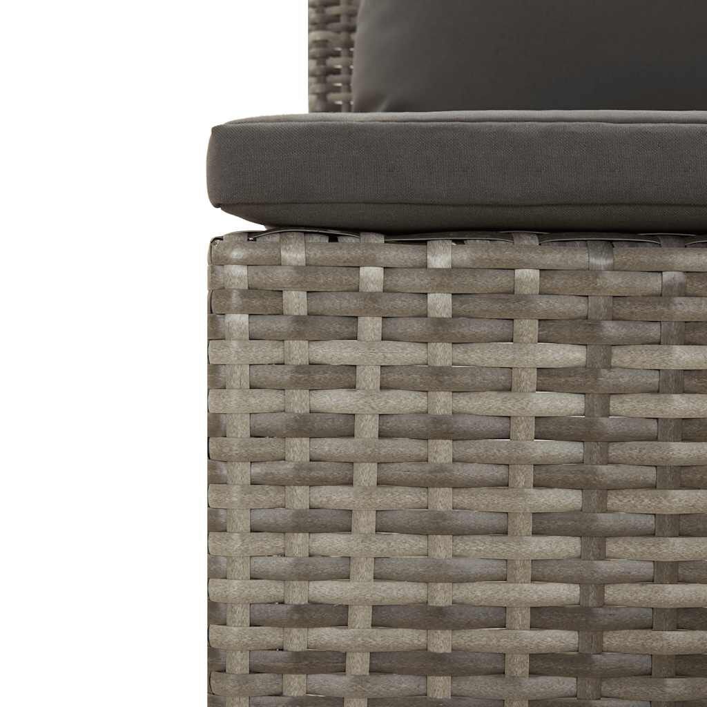 vidaXL Tuinmiddenbank Grijs Rattan m. Kussens -35%