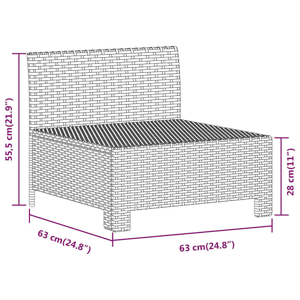 vidaXL Tuinmiddenbank Grijs Rattan m. Kussens -35%