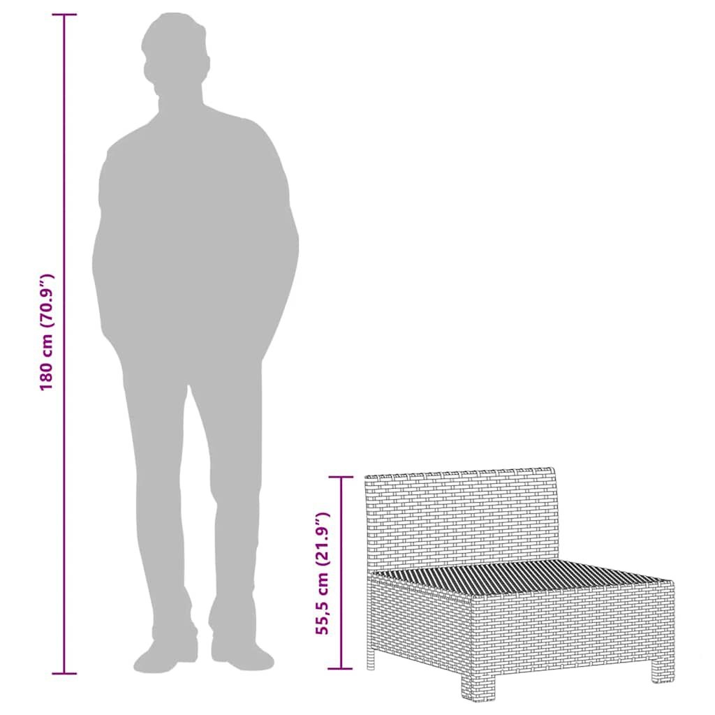 vidaXL Tuinmiddenbank Grijs Rattan m. Kussens -35%