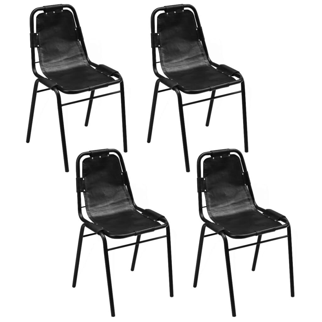 Eetkamerstoelen Leer Zwart - 4 stuks - 35% Korting!