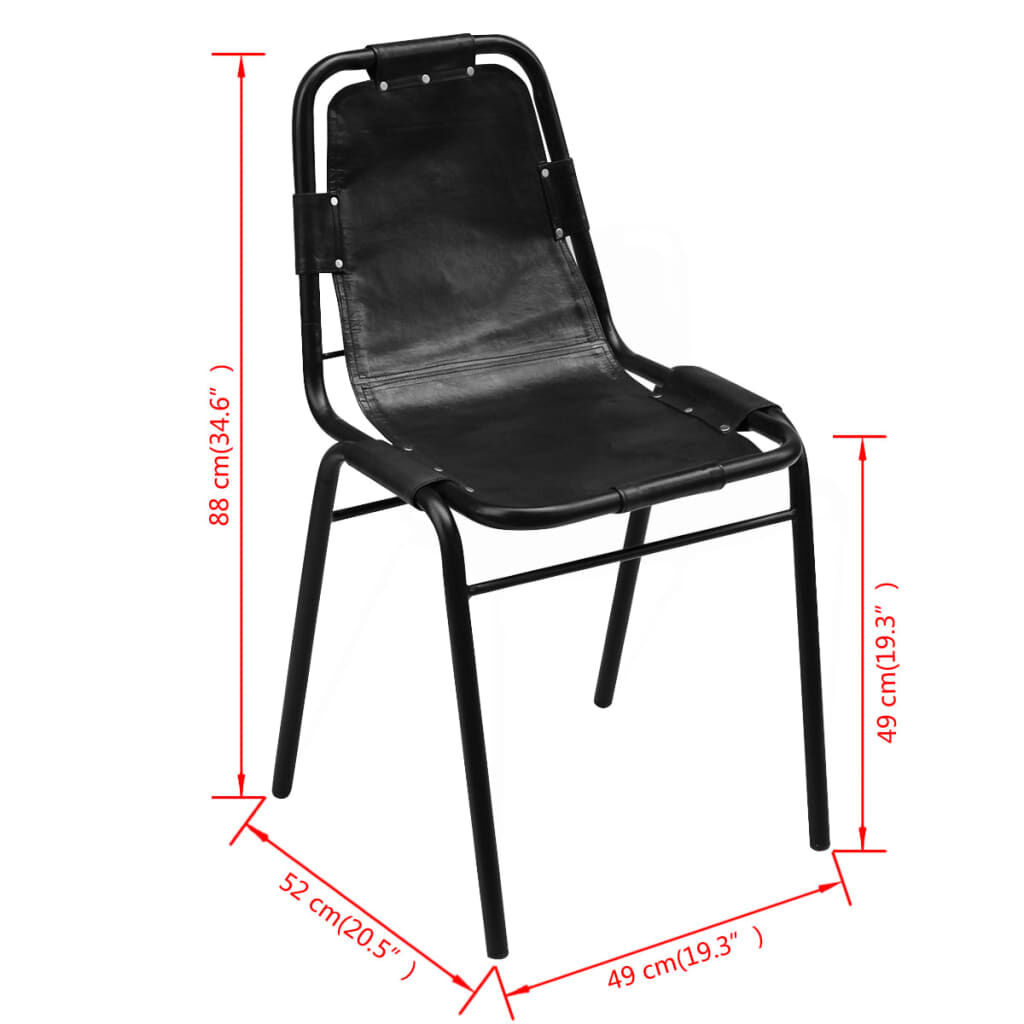 Eetkamerstoelen Leer Zwart - 4 stuks - 35% Korting!