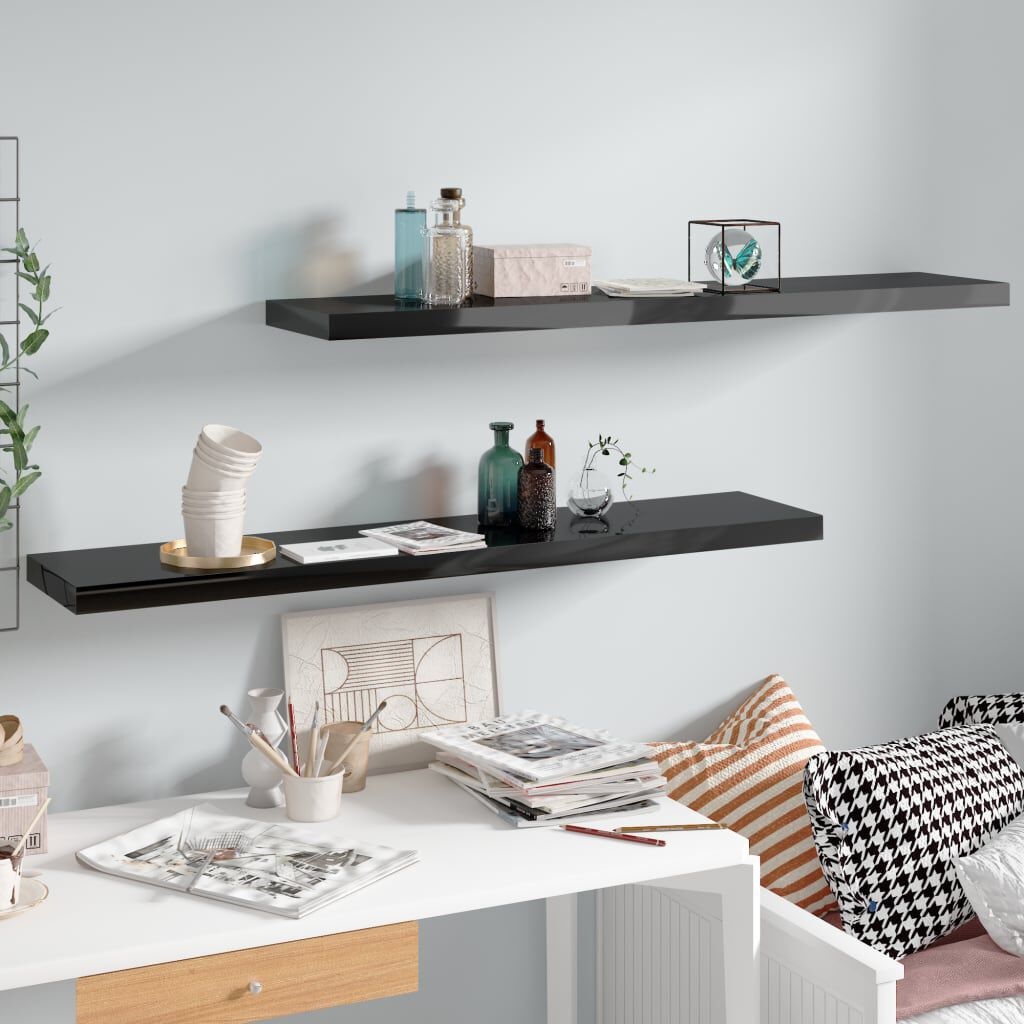 Wandplanken Hoogglans Zwart - 120cm - 50% Korting! (Beschadigd)