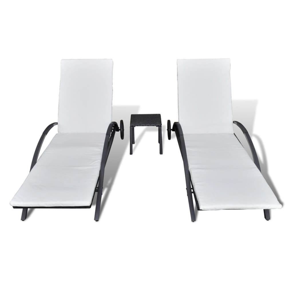 VidaXL Ligbedset Rattan Zwart + Tafel - 35% Korting!