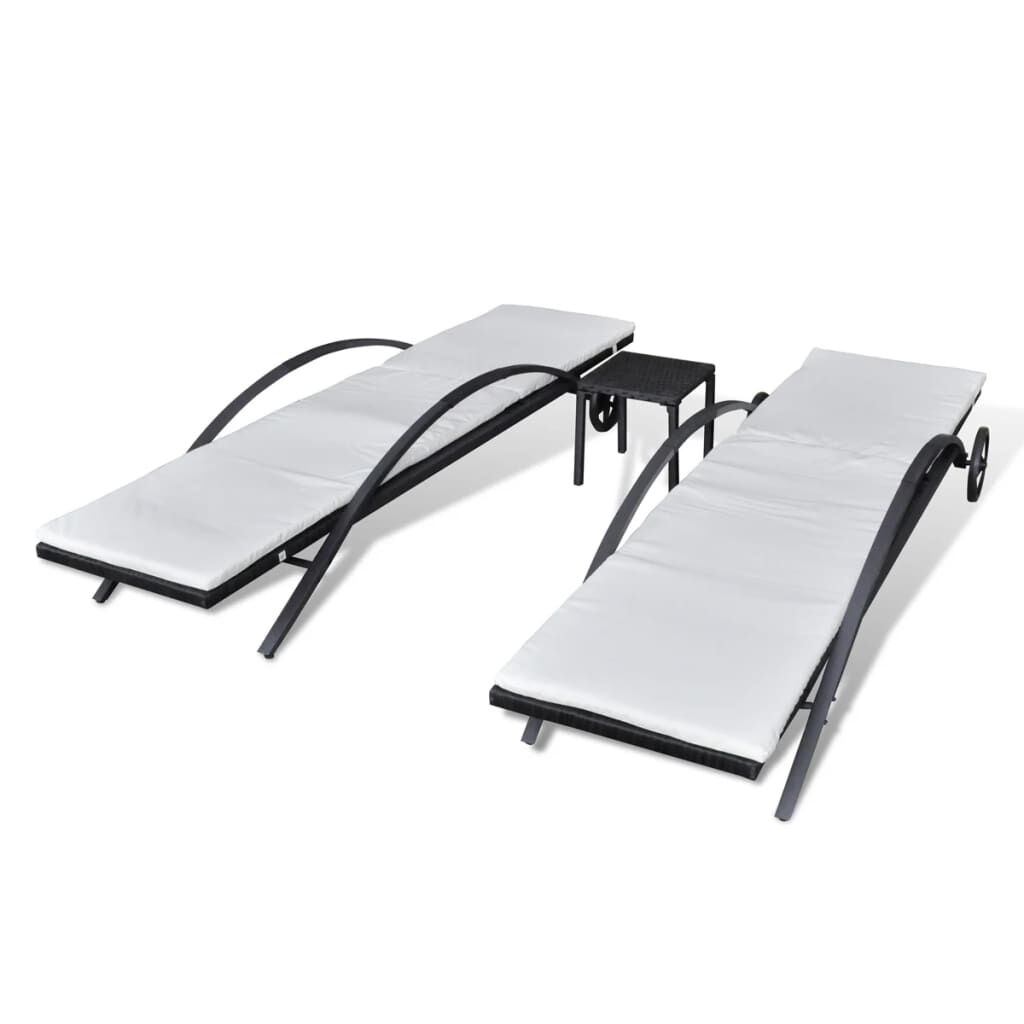 VidaXL Ligbedset Rattan Zwart + Tafel - 35% Korting!