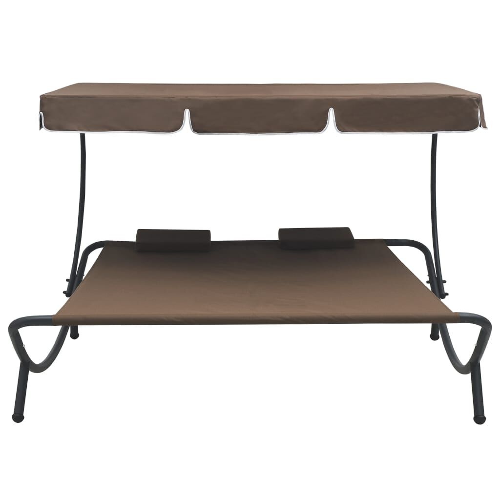Luxe Loungebed met Luifel & Kussens Bruin - 35% Korting!