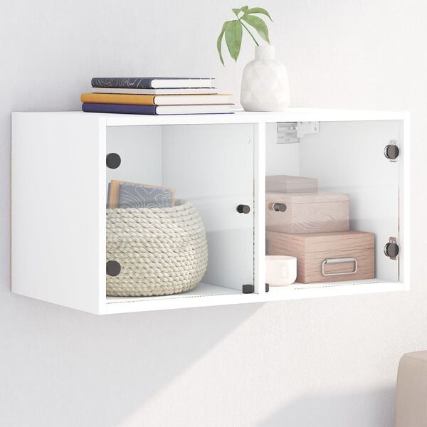 Wandkast met Glazen Deuren Wit - 60% Korting!