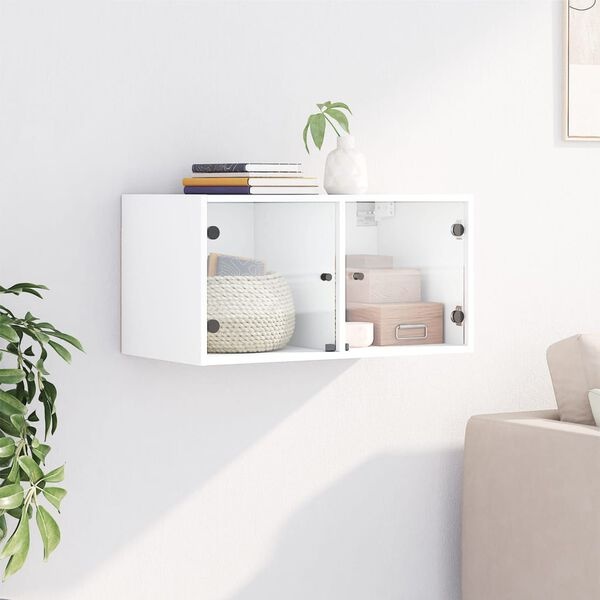 Wandkast met Glazen Deuren Wit - 60% Korting!