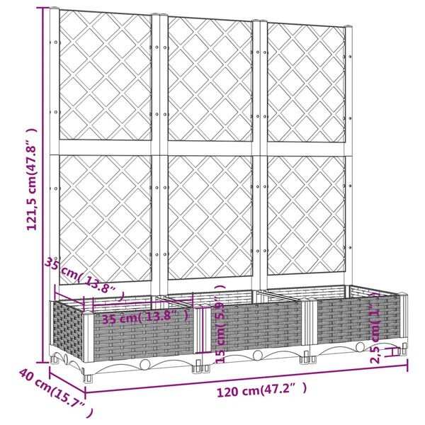VidaXL Plantenbak met Latwerk Wit 120cm - Zo Goed Als Nieuw!