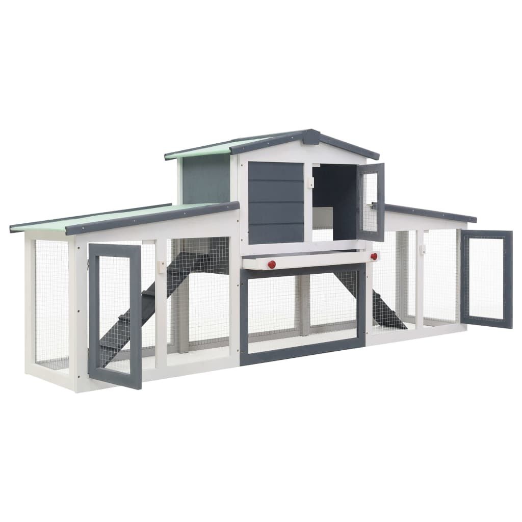Konijnenhok Buiten 204cm - Grijs/Wit - 35% Korting!