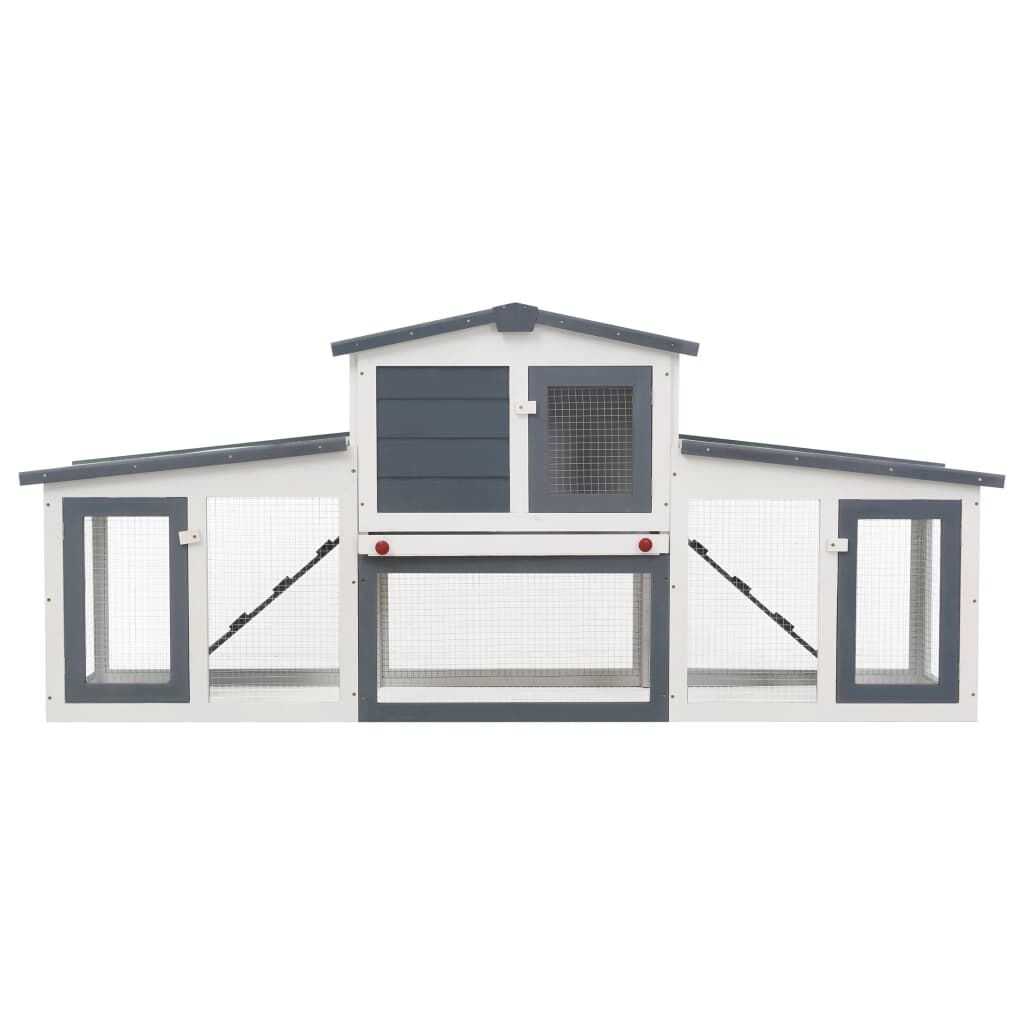 Konijnenhok Buiten 204cm - Grijs/Wit - 35% Korting!