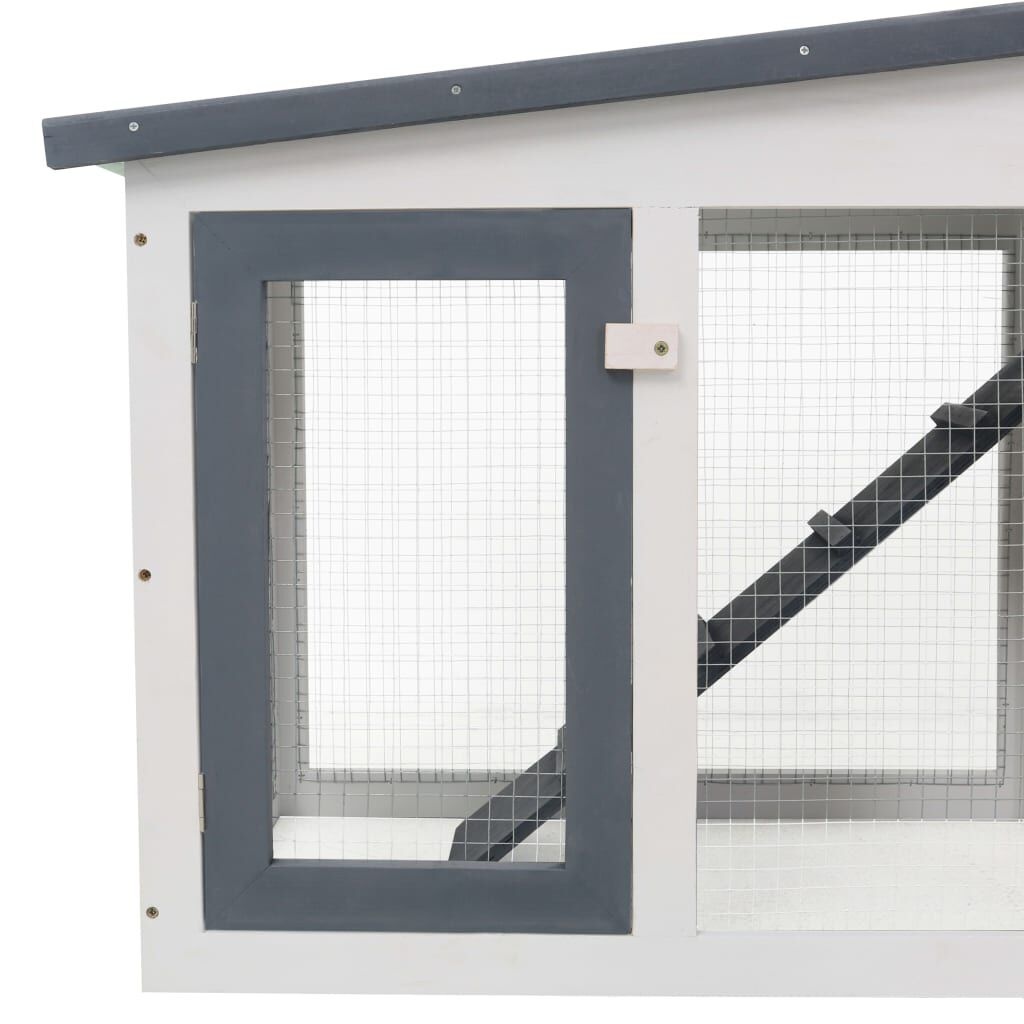 Konijnenhok Buiten 204cm - Grijs/Wit - 35% Korting!