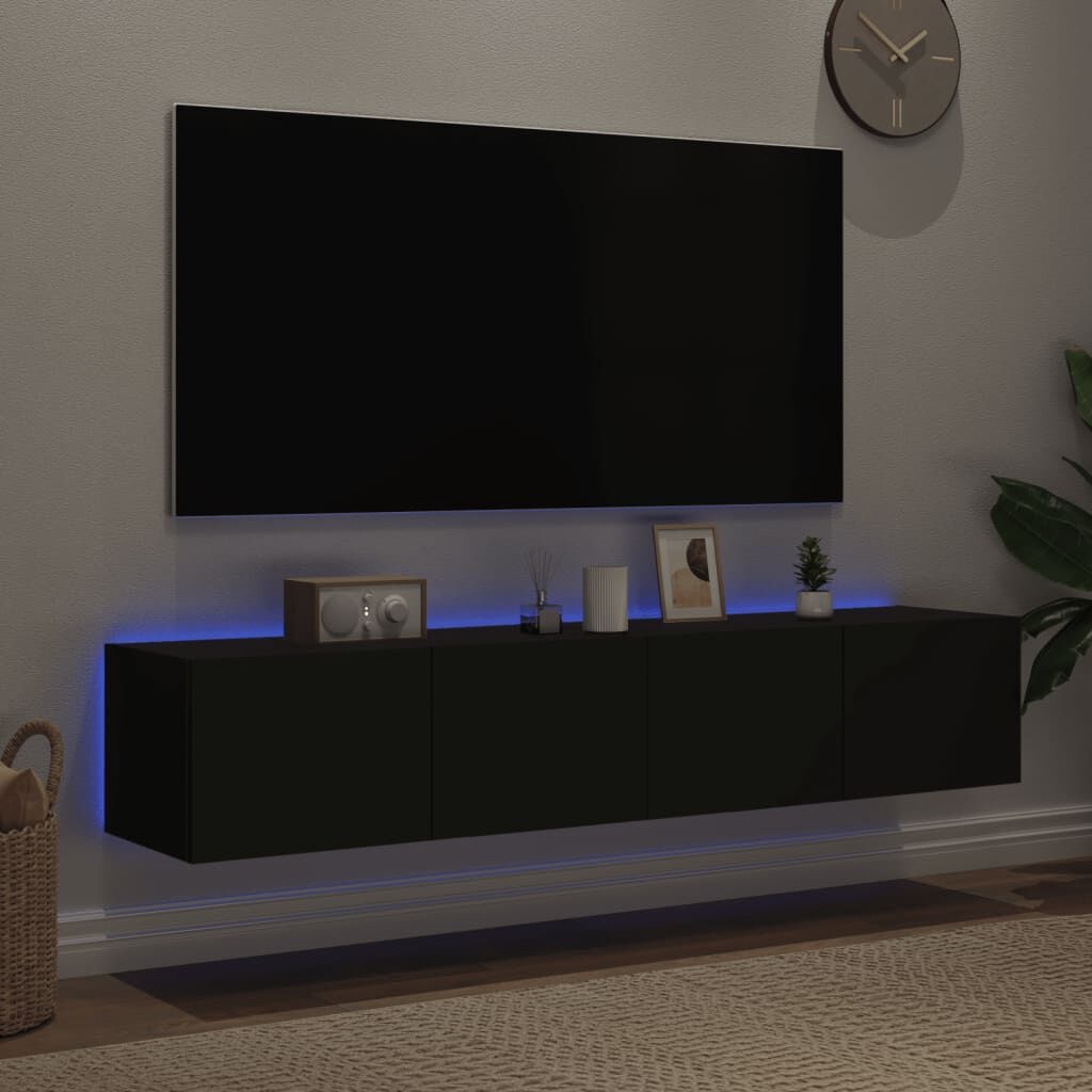 vidaXL TV-Meubel Set Zwart met LED - 50% Korting!