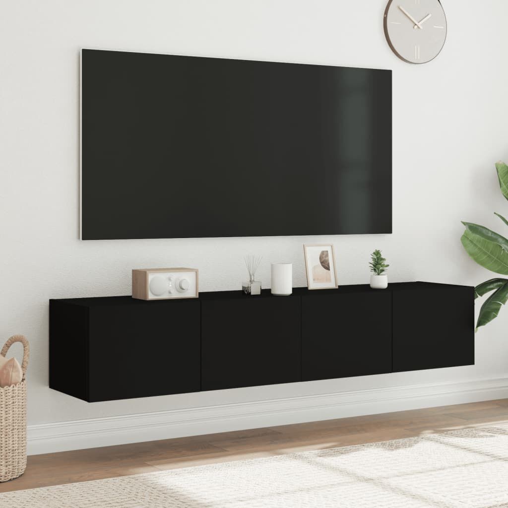 vidaXL TV-Meubel Set Zwart met LED - 50% Korting!