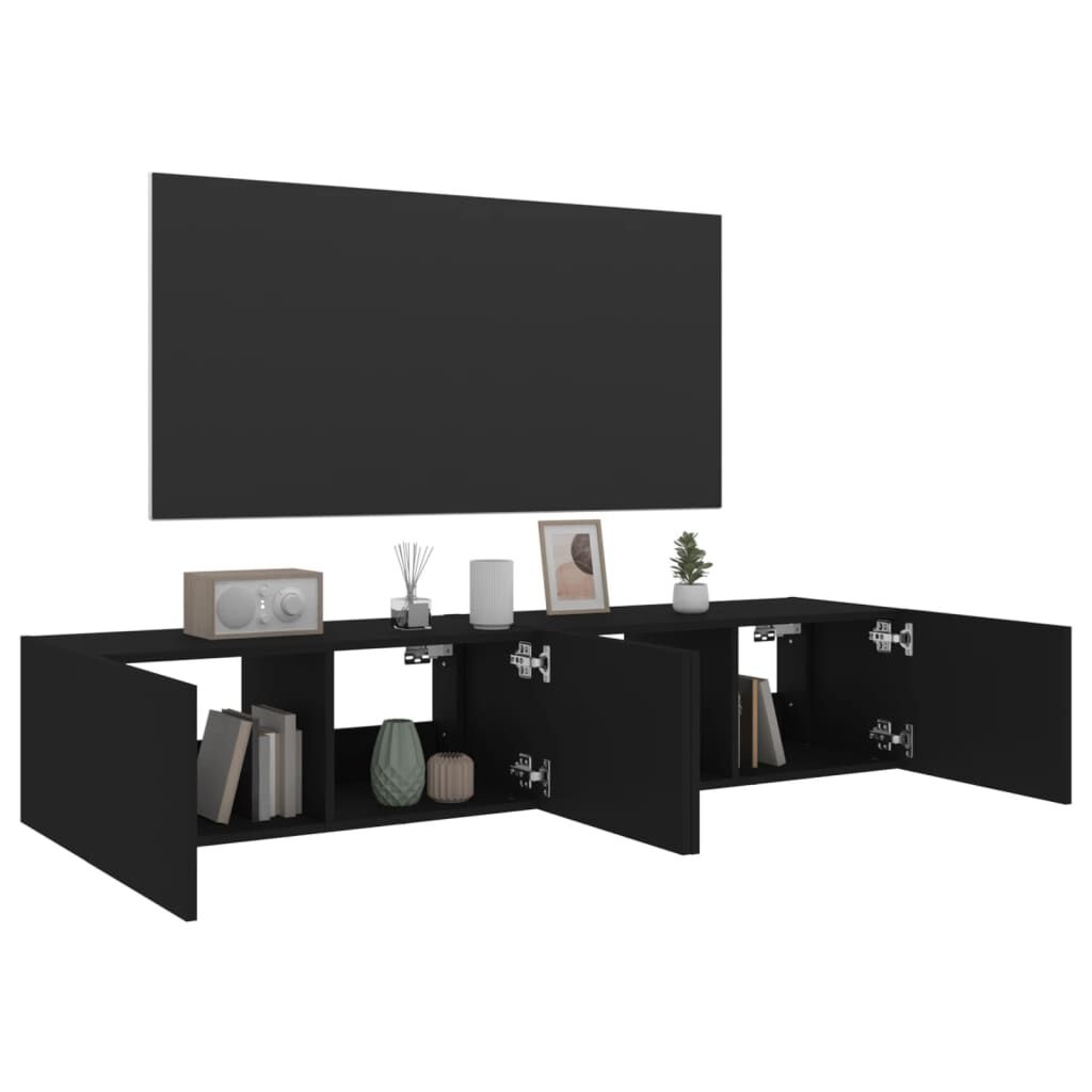 vidaXL TV-Meubel Set Zwart met LED - 50% Korting!
