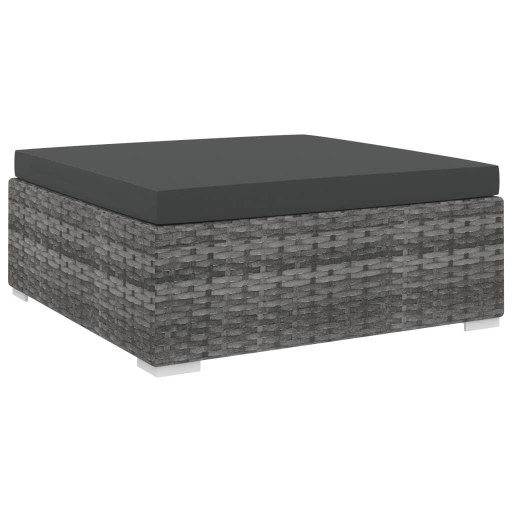 vidaXL Voetensteun Rattan Grijs + Kussen - 35% Korting!