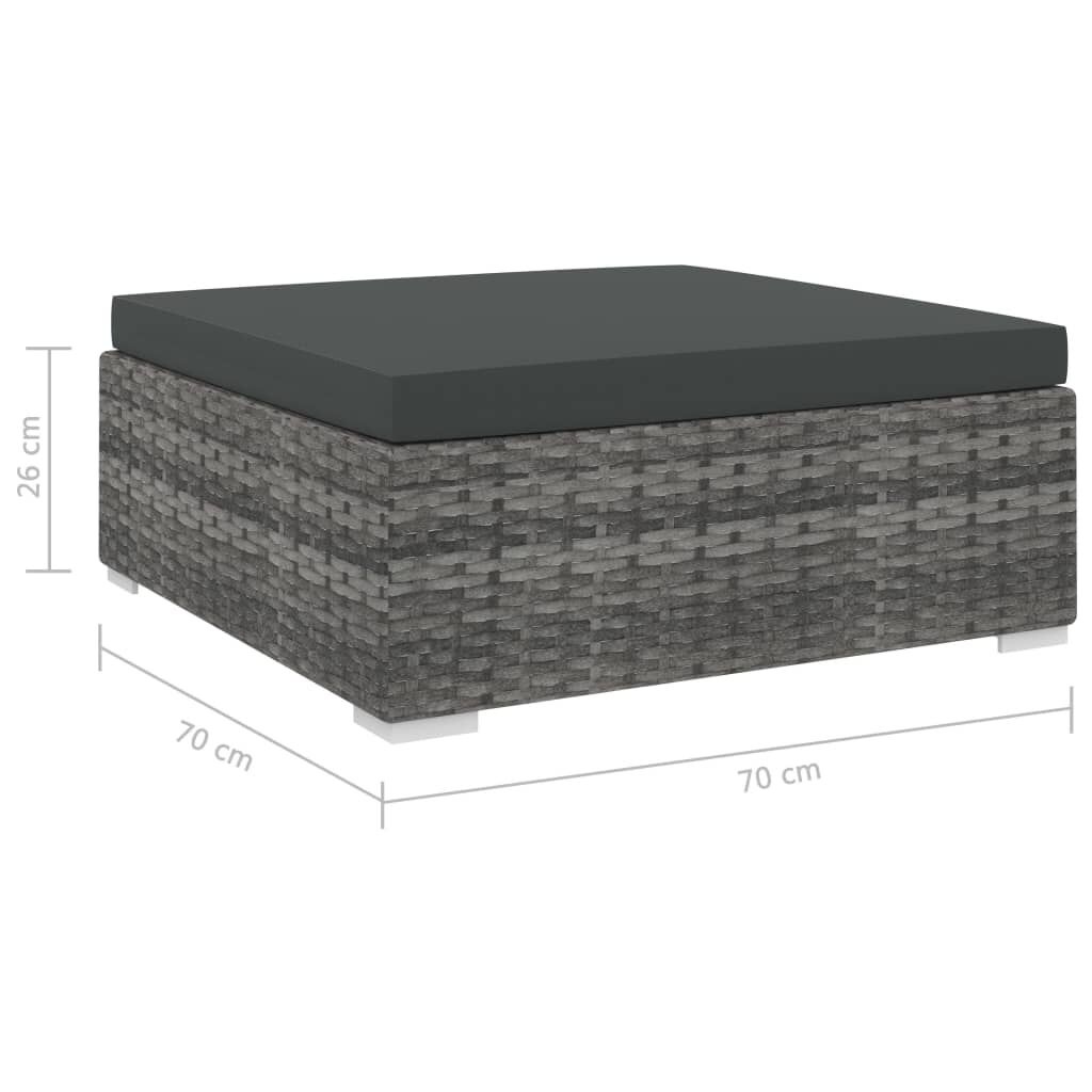 vidaXL Voetensteun Rattan Grijs + Kussen - 35% Korting!