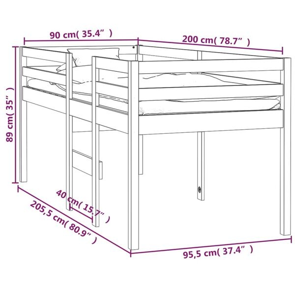 Hoogslaper Grenenhout 90x200 Wit - 35% Korting!