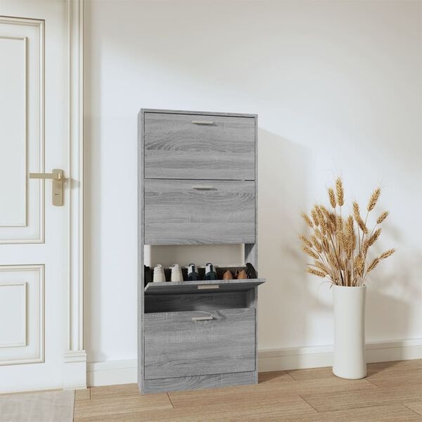 VidaXL Schoenenkast Grijs Sonoma 59x17x150cm - 35% Korting!