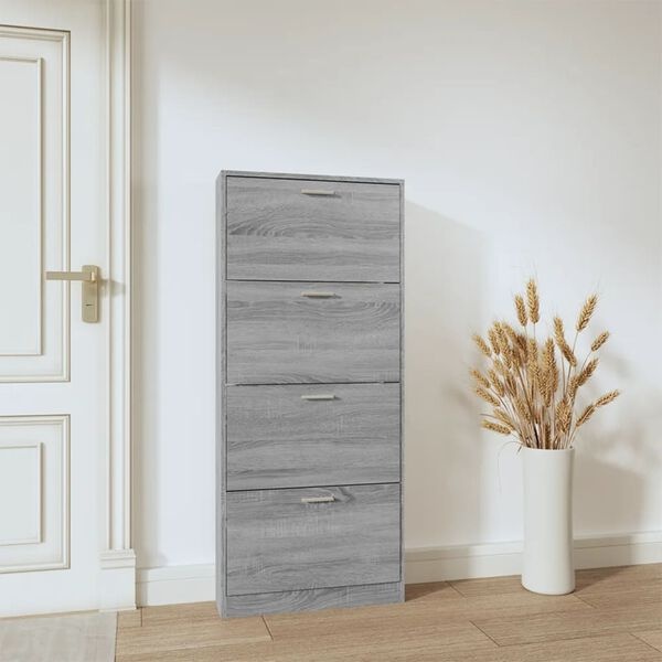 VidaXL Schoenenkast Grijs Sonoma 59x17x150cm - 35% Korting!