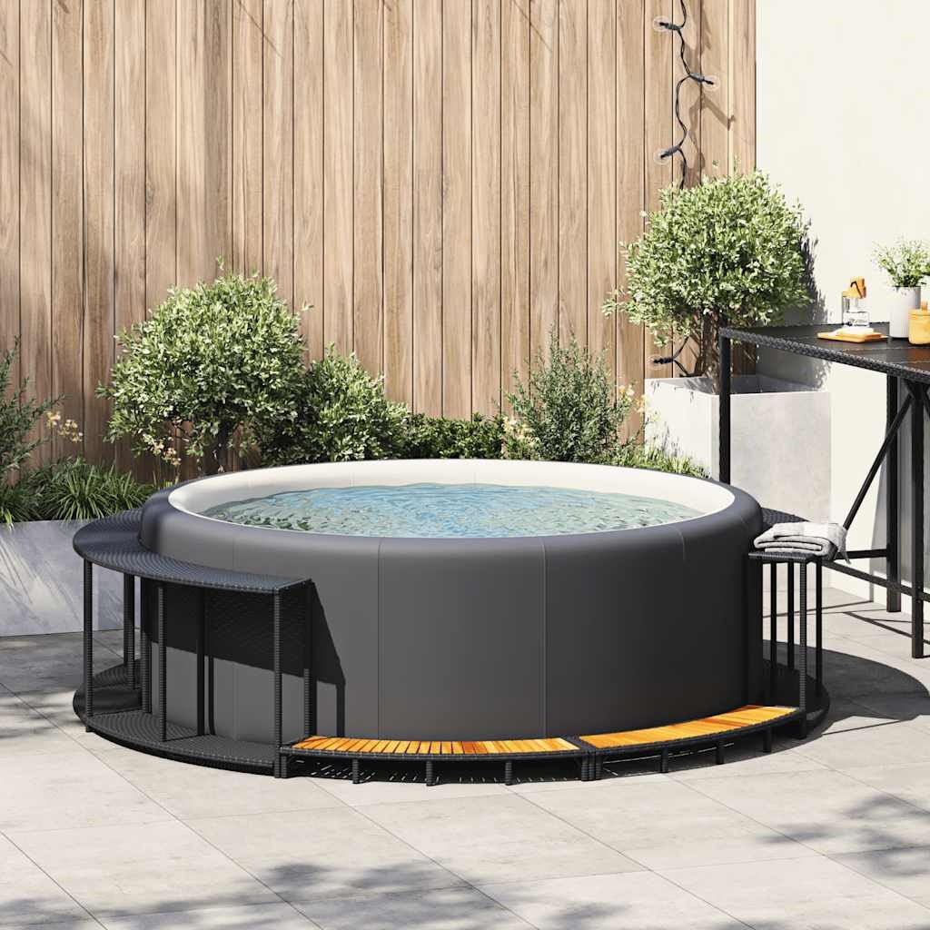 VidaXL Hottub Omranding Zwart - Rattan - 35% Korting!