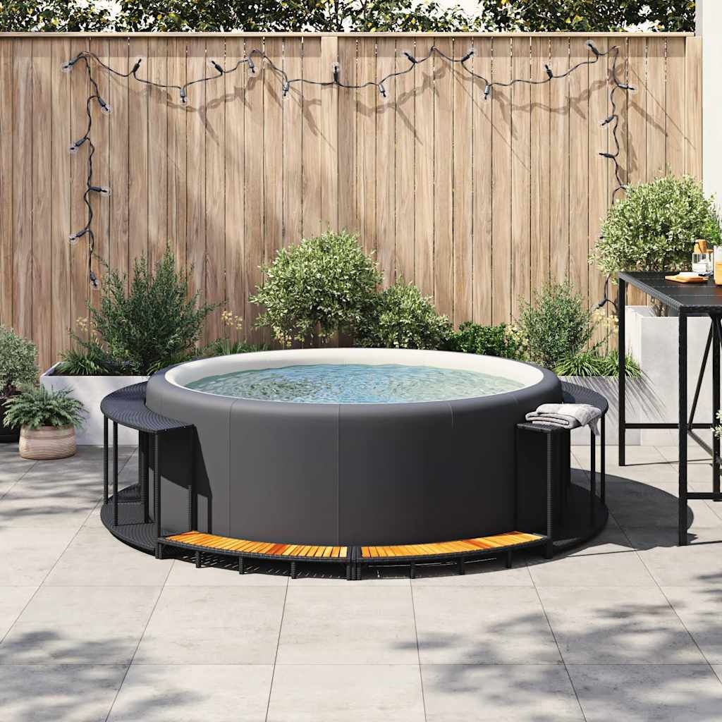 VidaXL Hottub Omranding Zwart - Rattan - 35% Korting!