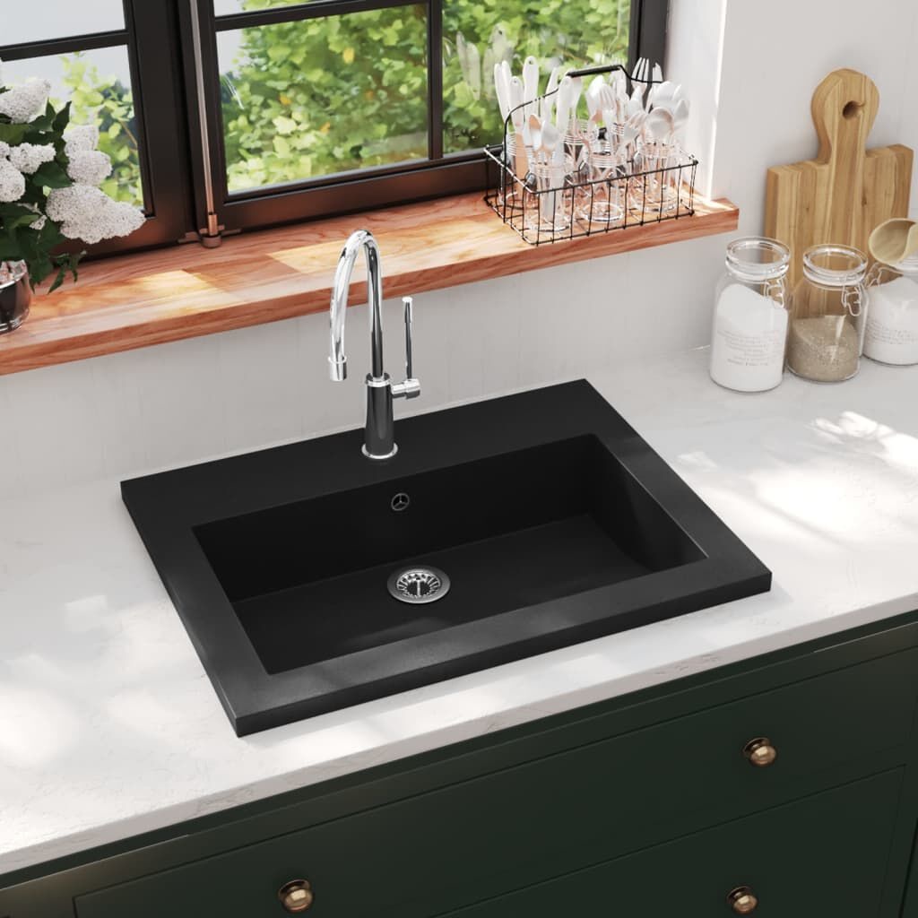 VidaXL Zwarte Granieten Wasbak 60x45cm - 35% Korting!