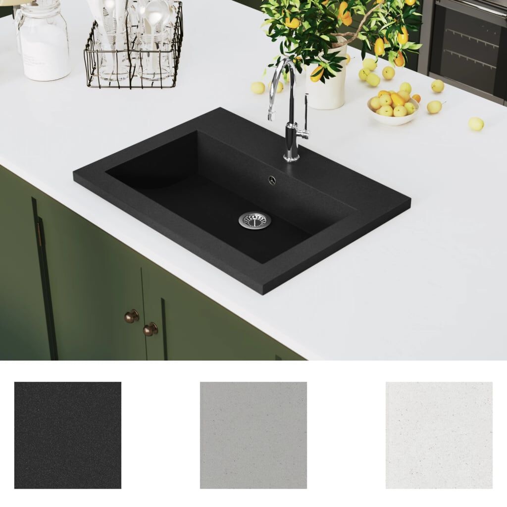 VidaXL Zwarte Granieten Wasbak 60x45cm - 35% Korting!