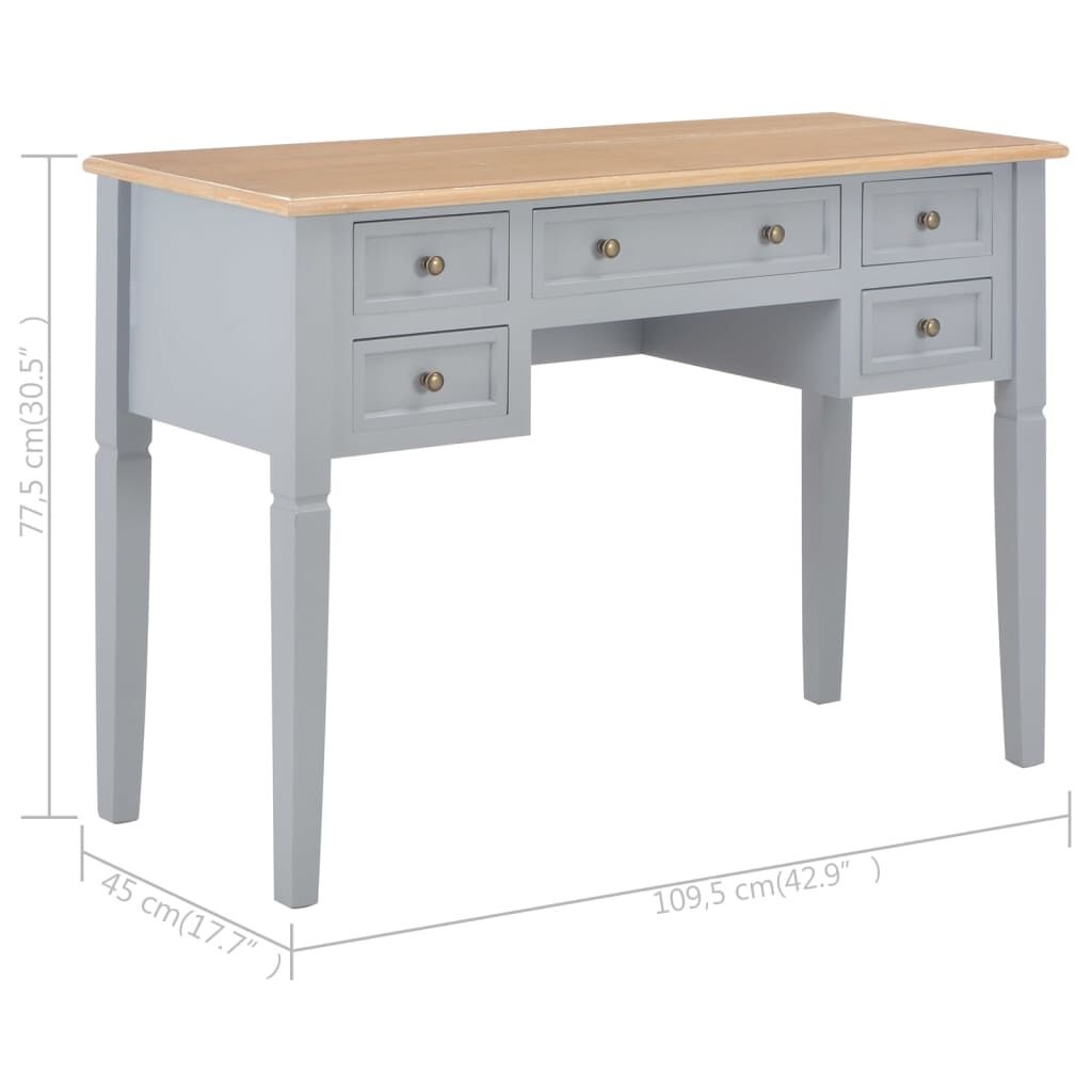 vidaXL Schrijftafel Grijs Hout - Beschadigd - 35% Korting!