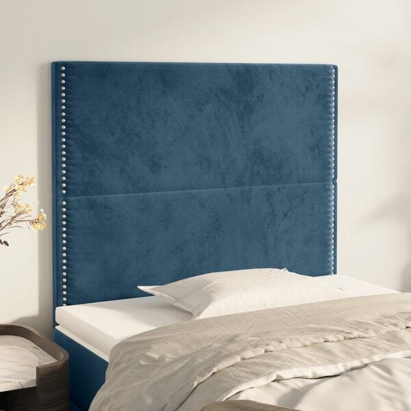 2x Donkerblauwe Fluweel Hoofdborden 80cm - Retourdeal!