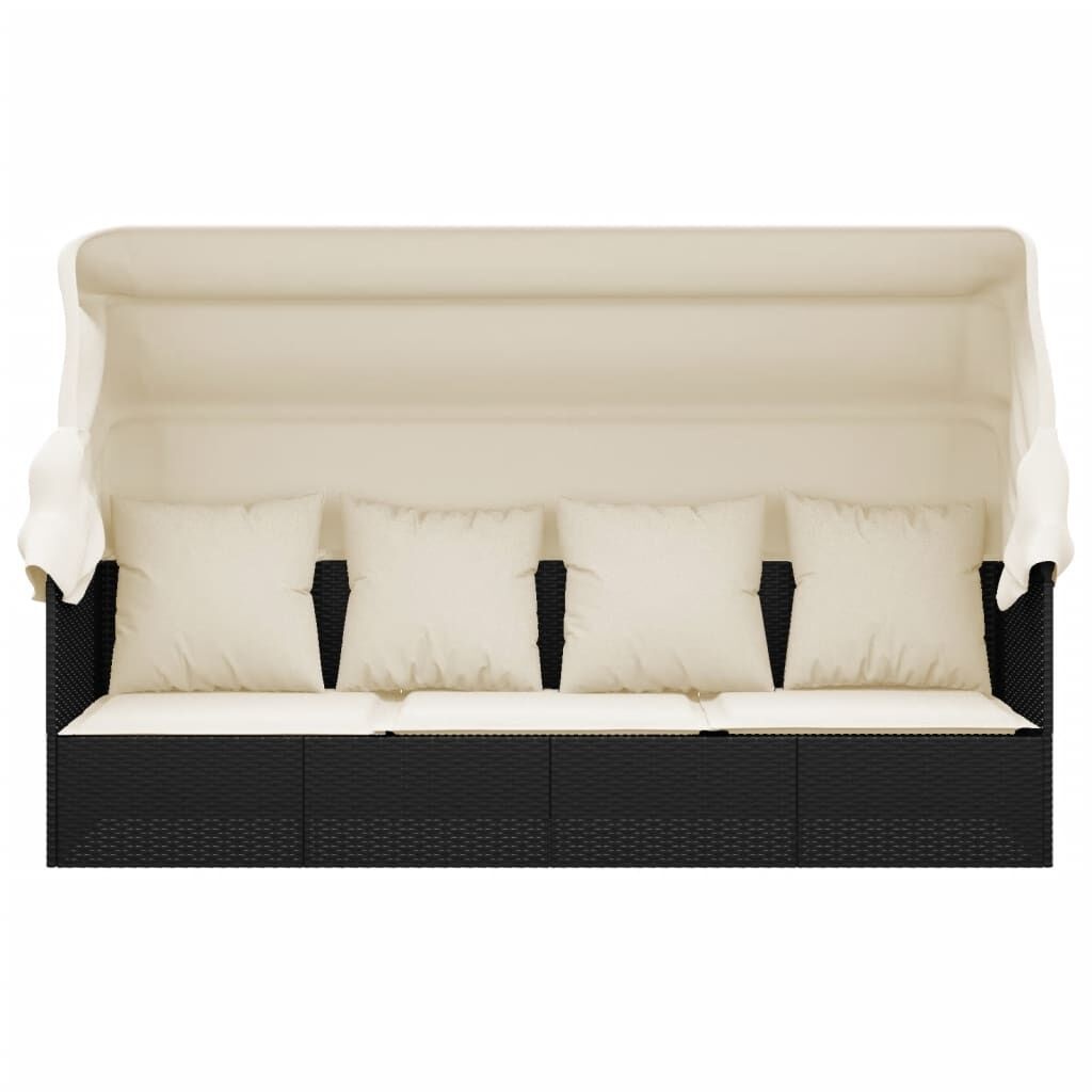 Loungebed met Luifel & Kussens - Zwart - 40% Korting!