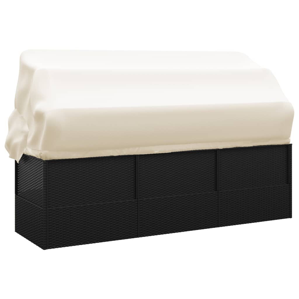 Loungebed met Luifel & Kussens - Zwart - 40% Korting!