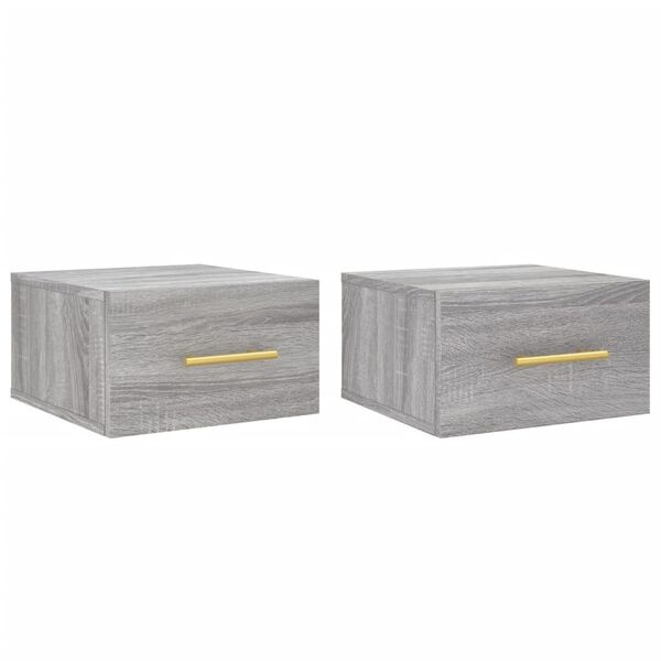 Wand Nachtkastjes Grijs Sonoma Eiken (2 stuks) - Zo Goed Als Nieuw!