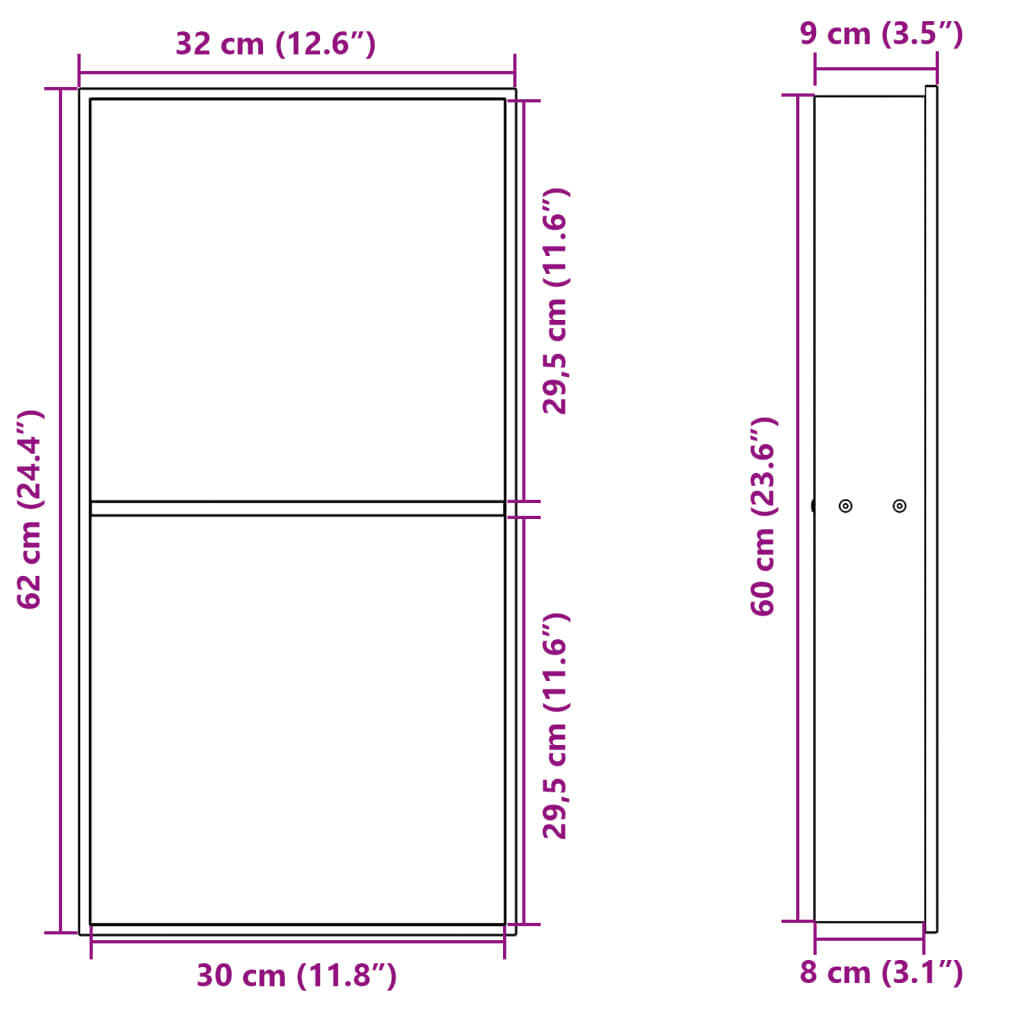 vidaXL Douchenis Goud - Retourdeal! 32x62cm