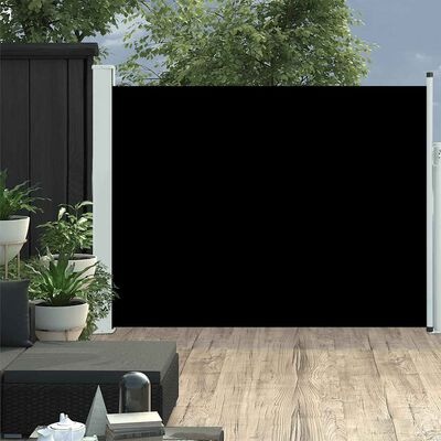 vidaXL Uittrekbaar Tuinscherm 140x500cm Zwart - Retourdeal!