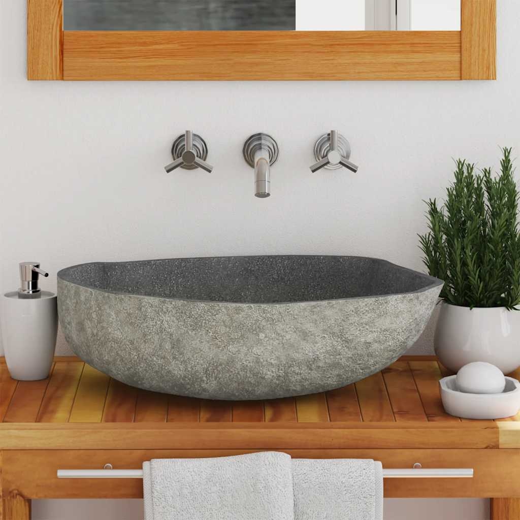 vidaXL Riviersteen Wastafel Ovaal 45-53cm - Natuurlijke Schoonheid!