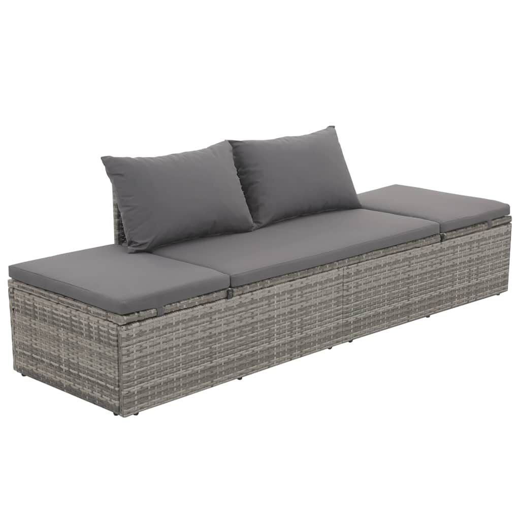 vidaXL Tuinbed Grijs Poly Rattan 195x60cm - Zo Goed Als Nieuw!