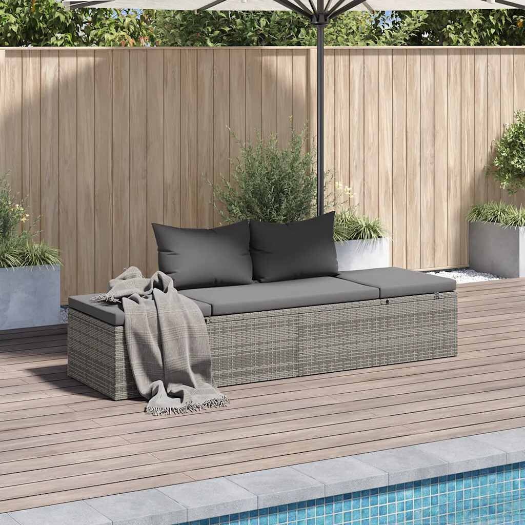 vidaXL Tuinbed Grijs Poly Rattan 195x60cm - Zo Goed Als Nieuw!
