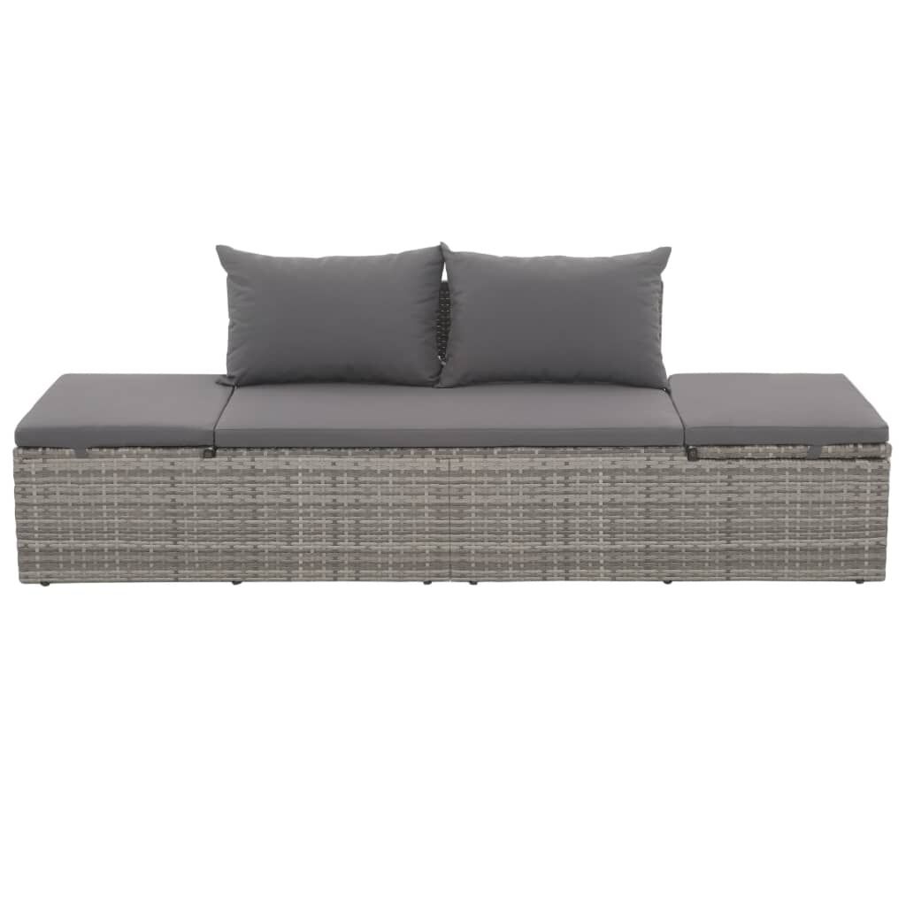 vidaXL Tuinbed Grijs Poly Rattan 195x60cm - Zo Goed Als Nieuw!