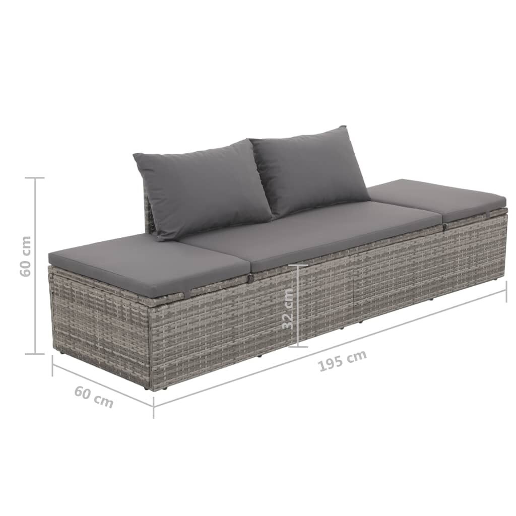 vidaXL Tuinbed Grijs Poly Rattan 195x60cm - Zo Goed Als Nieuw!