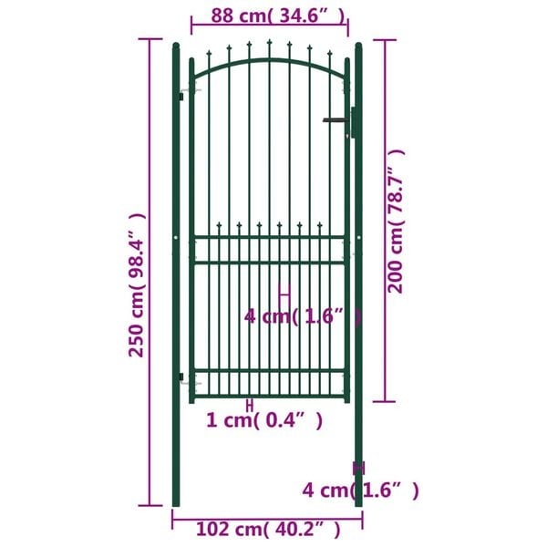 Retourdeal: Stalen Poort met Speerpunten 100x200cm - Groen