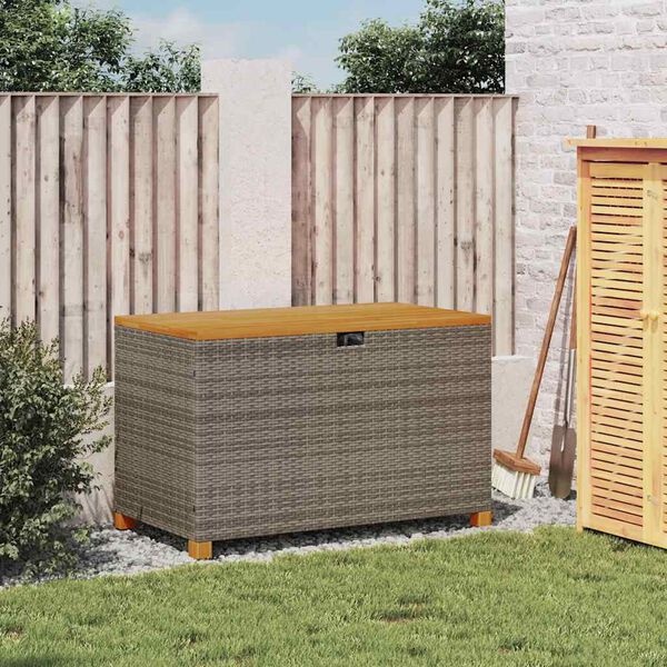 vidaXL Tuinbox 110x55x63 cm poly rattan en acaciahout grijs