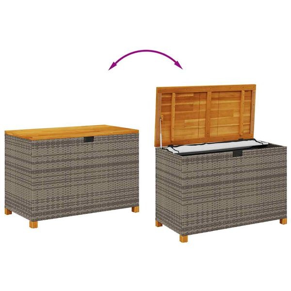vidaXL Tuinbox 110x55x63 cm poly rattan en acaciahout grijs