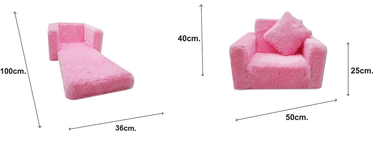 Roze Pluche Kinder Slaapbank - 50% Korting! Logeerbed 100cm