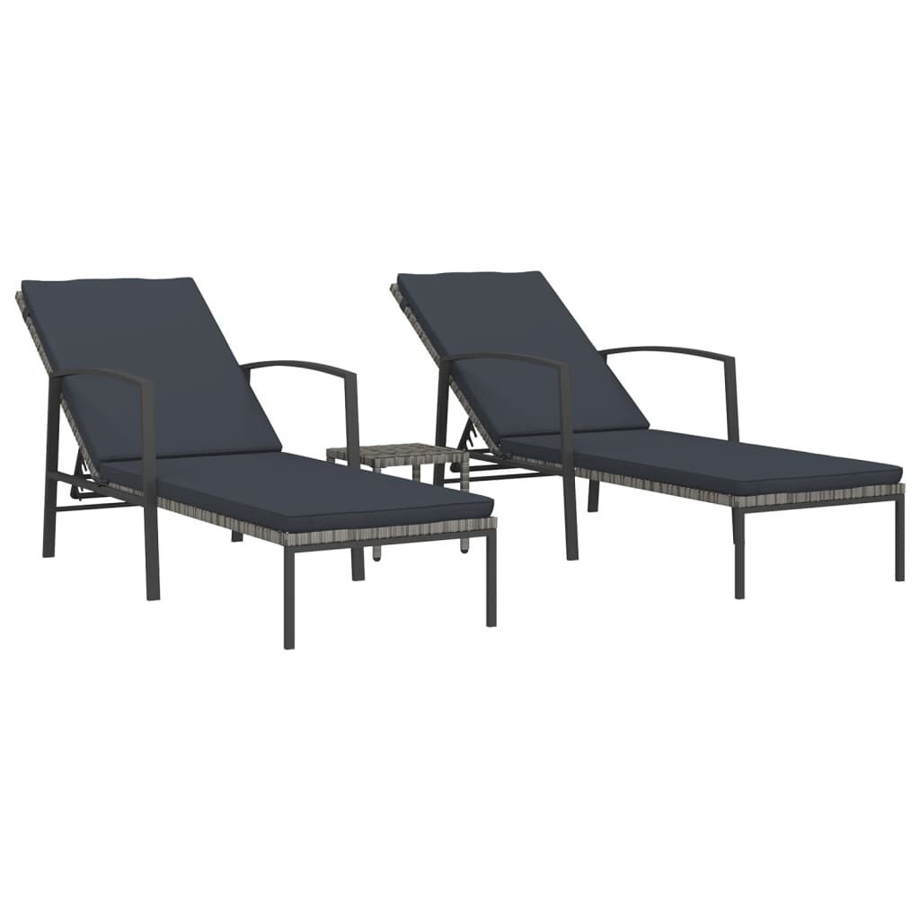 VidaXL Ligbedden (2 st) + Tafel Grijs - 50% Korting!