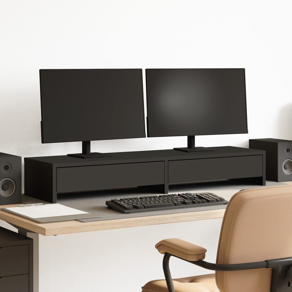 vidaXL Monitorstandaard met Lades Zwart - 100cm - 35% Korting!