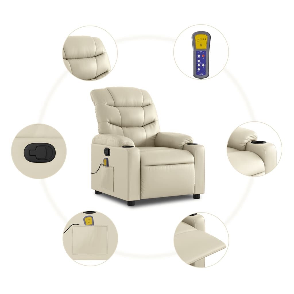 vidaXL Massagestoel Crème Kunstleer - 35% Korting!