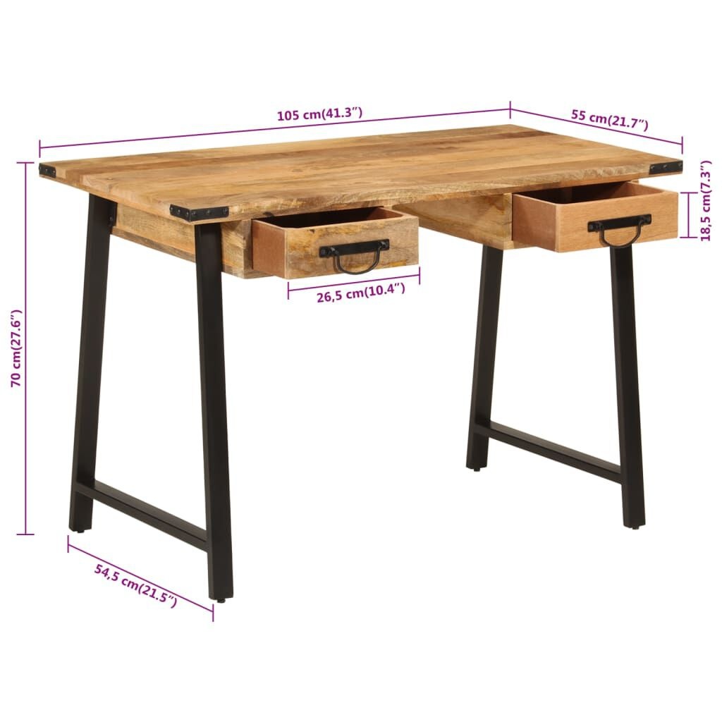 Massief Mango Bureau 105cm - 35% Korting! Zo Goed Als Nieuw