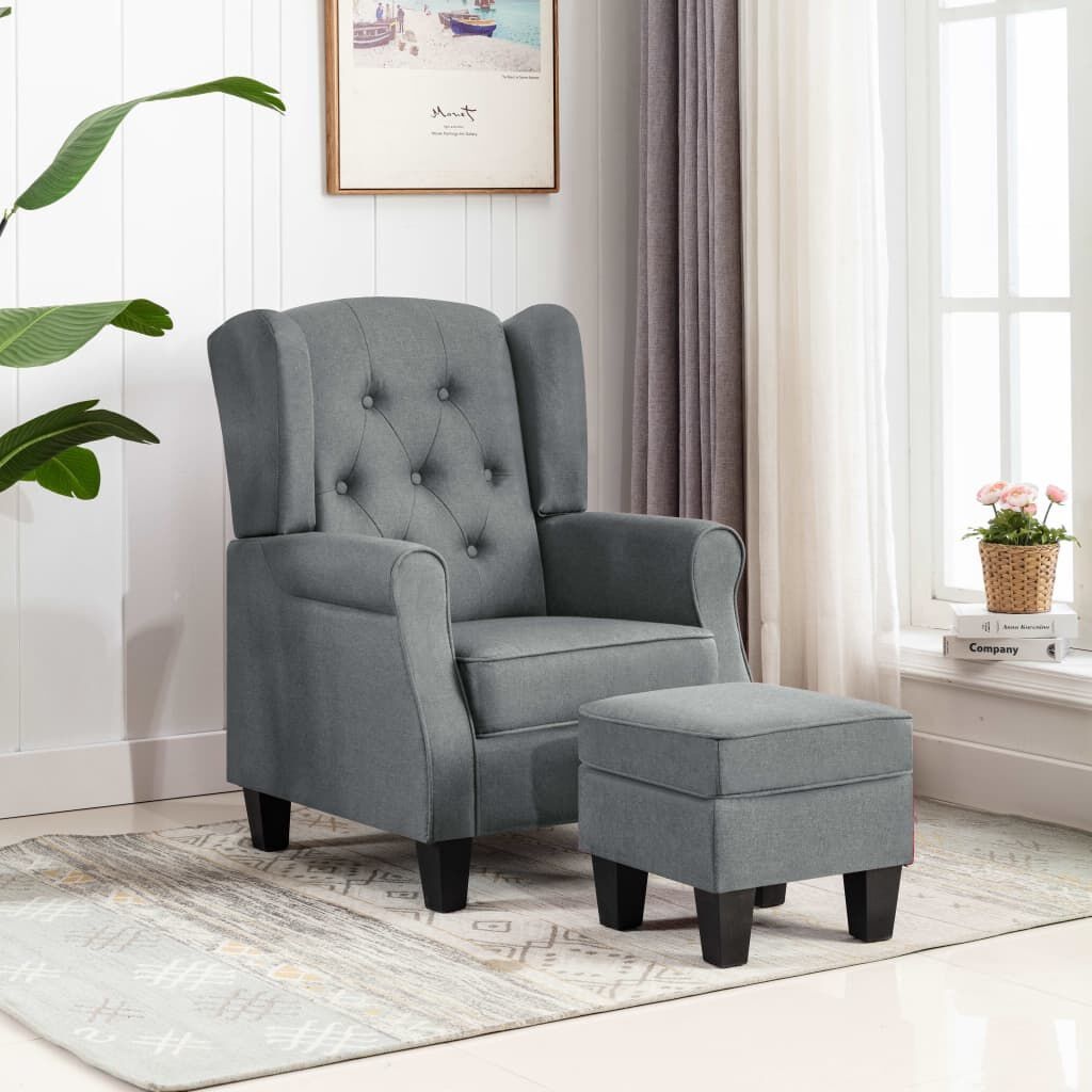 Fauteuil met Voetenbank Lichtgrijs - 35% Korting!